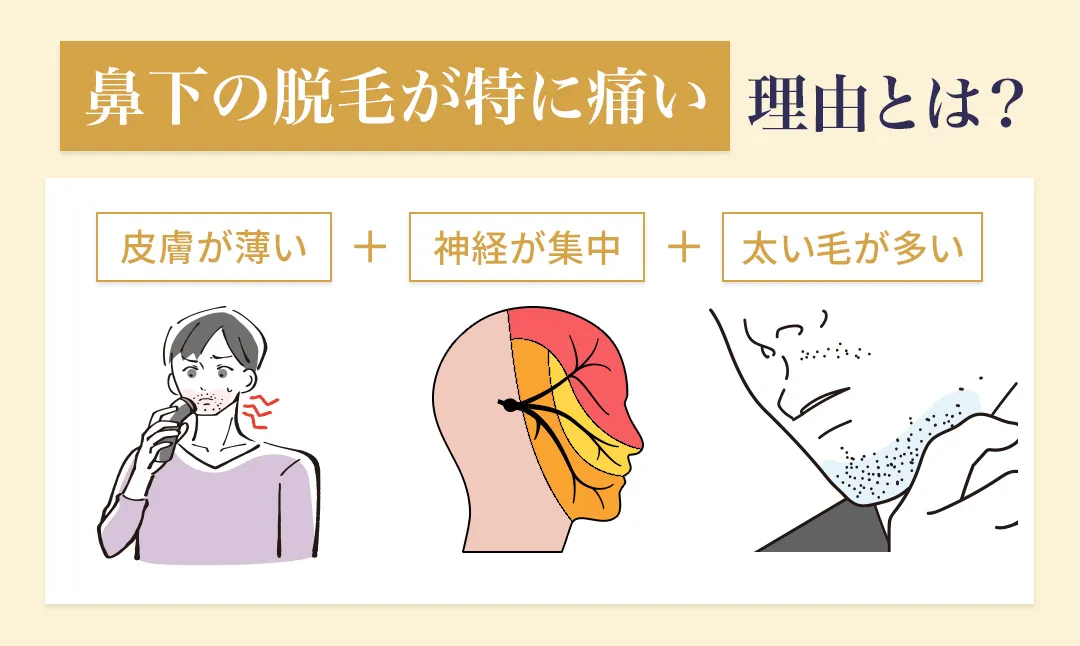 ヒゲ脱毛時に鼻下が痛みが強い理由