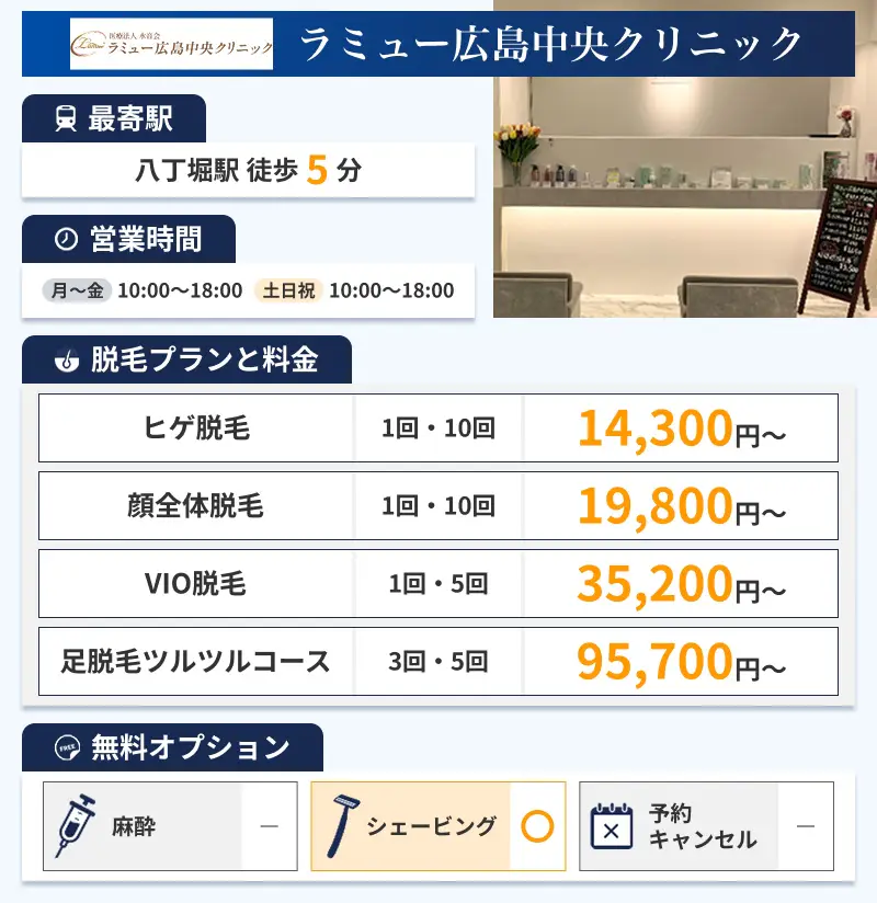 ラミュー広島中央クリニックの特徴