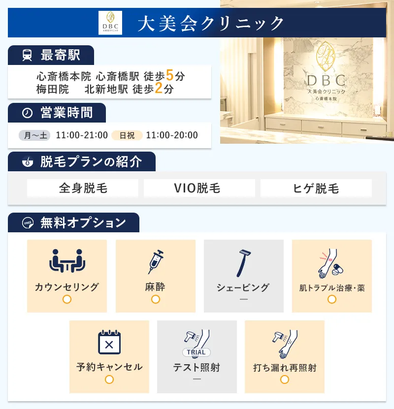 大美会クリニック 心斎橋本院・梅田院・天王寺院