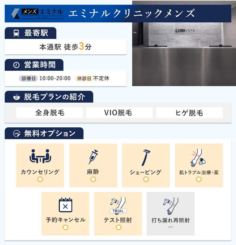 エミナルクリニックメンズ広島院の特徴